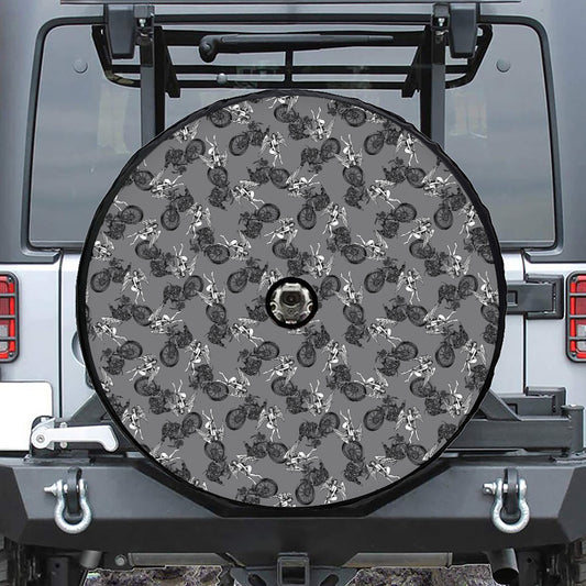 Motorcycle And Angel Pattern Print Tire Cover With Camera Hole