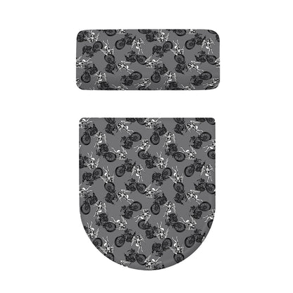 Motorcycle And Angel Pattern Print Toilet Lid And Tank Cover Set