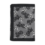 Motorcycle And Angel Pattern Print Trifold Wallet