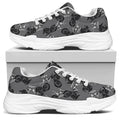 Motorcycle And Angel Pattern Print White Chunky Shoes