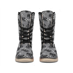 Motorcycle And Angel Pattern Print Winter Boots