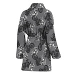 Motorcycle And Angel Pattern Print Women's Bathrobe