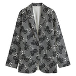 Motorcycle And Angel Pattern Print Women's Cotton Blazer