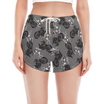 Motorcycle And Angel Pattern Print Women's Split Running Shorts