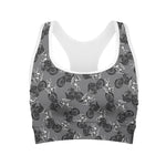 Motorcycle And Angel Pattern Print Women's Sports Bra