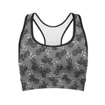 Motorcycle And Angel Pattern Print Women's Sports Bra