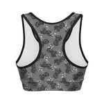 Motorcycle And Angel Pattern Print Women's Sports Bra