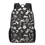 Motorcycle Equipment Pattern Print 17 Inch Backpack