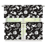 Motorcycle Equipment Pattern Print 3 Piece Kitchen Curtains