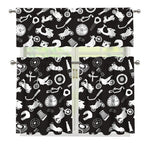 Motorcycle Equipment Pattern Print 3 Piece Kitchen Curtains