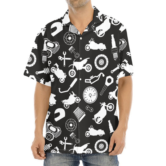 Motorcycle Equipment Pattern Print Aloha Shirt