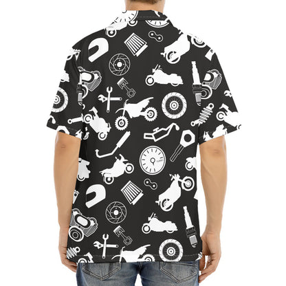 Motorcycle Equipment Pattern Print Aloha Shirt