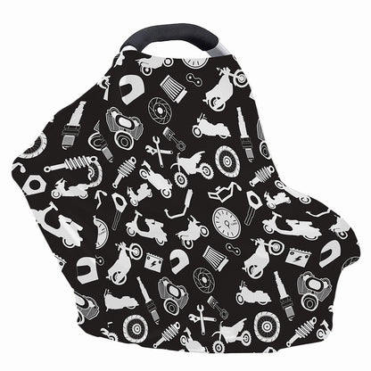 Motorcycle Equipment Pattern Print Baby Seat Cover