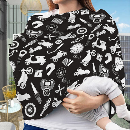 Motorcycle Equipment Pattern Print Baby Seat Cover