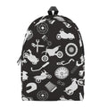 Motorcycle Equipment Pattern Print School Backpack