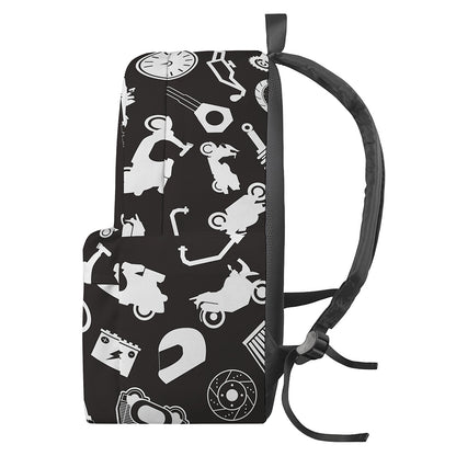 Motorcycle Equipment Pattern Print Backpack