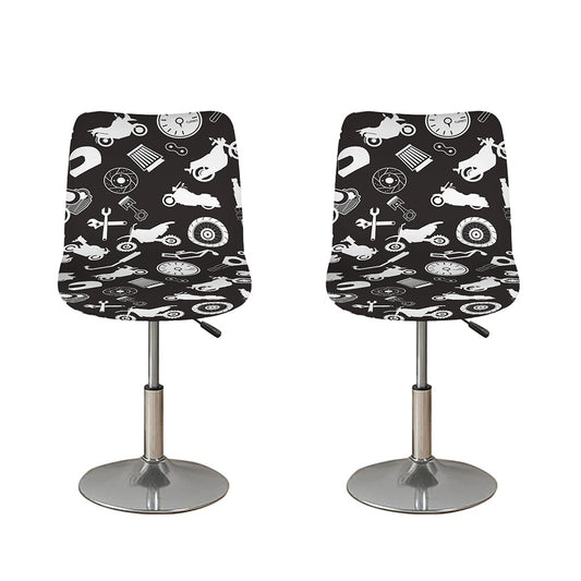Motorcycle Equipment Pattern Print Bar Stool Covers
