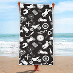 Motorcycle Equipment Pattern Print Beach Towel
