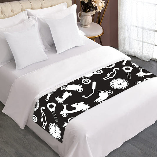 Motorcycle Equipment Pattern Print Bed Runner
