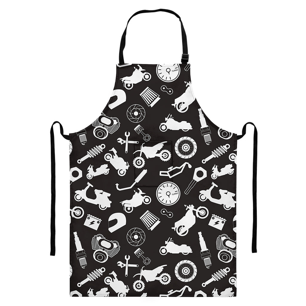 Motorcycle Equipment Pattern Print Bib Apron With Pocket