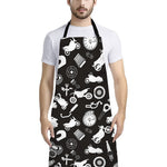 Motorcycle Equipment Pattern Print Bib Apron With Pocket