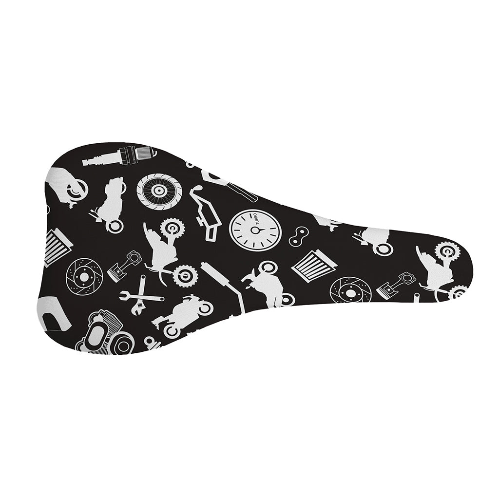 Motorcycle Equipment Pattern Print Bicycle Seat Cover
