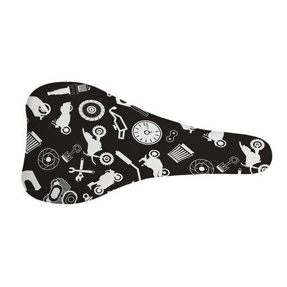 Motorcycle Equipment Pattern Print Bicycle Seat Cover