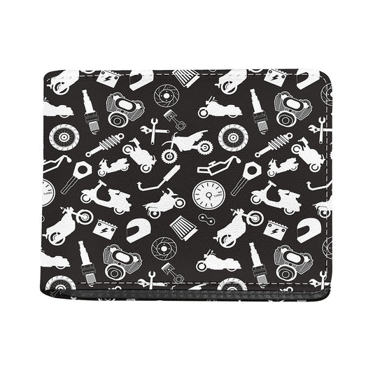 Motorcycle Equipment Pattern Print Bifold Wallet