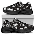 Motorcycle Equipment Pattern Print Black Chunky Shoes