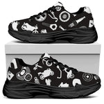 Motorcycle Equipment Pattern Print Black Chunky Shoes