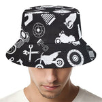 Motorcycle Equipment Pattern Print Bucket Hat