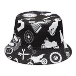 Motorcycle Equipment Pattern Print Bucket Hat