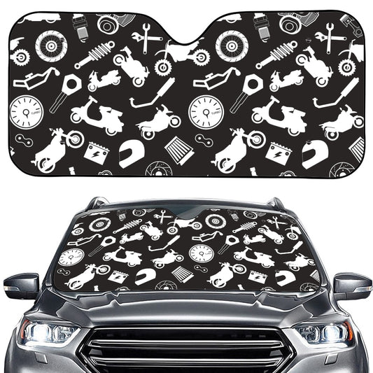 Motorcycle Equipment Pattern Print Car Windshield Sun Shade
