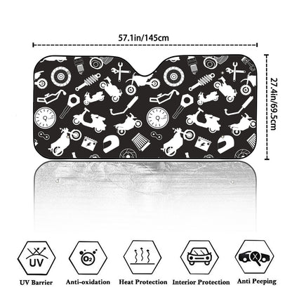 Motorcycle Equipment Pattern Print Car Windshield Sun Shade