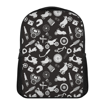 Motorcycle Equipment Pattern Print Casual Backpack