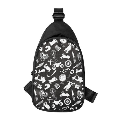 Motorcycle Equipment Pattern Print Chest Bag
