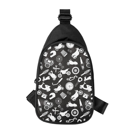 Motorcycle Equipment Pattern Print Chest Bag