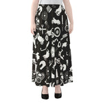Motorcycle Equipment Pattern Print Chiffon Maxi Skirt