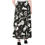 Motorcycle Equipment Pattern Print Chiffon Maxi Skirt