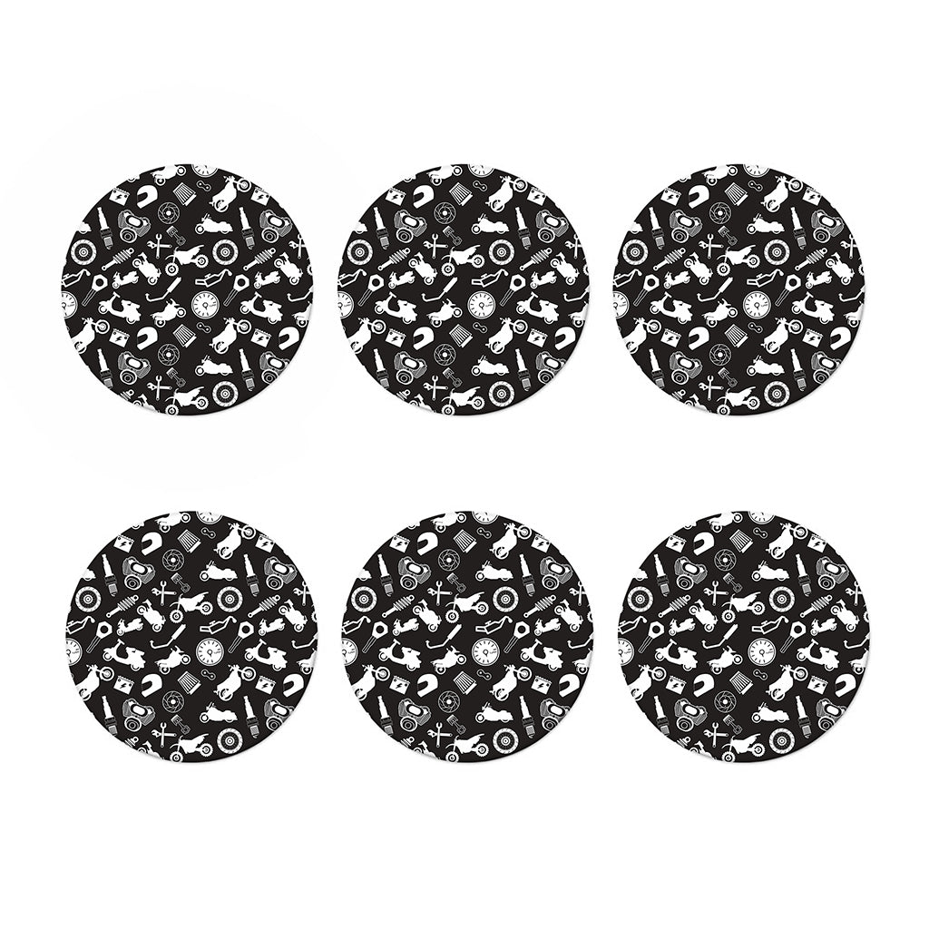 Motorcycle Equipment Pattern Print Coaster Set