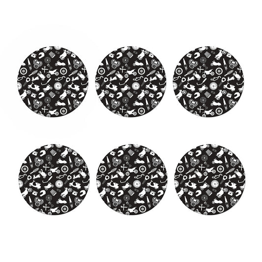 Motorcycle Equipment Pattern Print Coaster Set