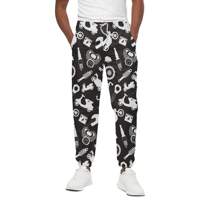 Motorcycle Equipment Pattern Print Cotton Pants