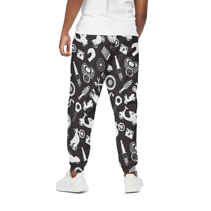 Motorcycle Equipment Pattern Print Cotton Pants