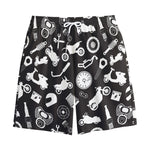 Motorcycle Equipment Pattern Print Cotton Shorts