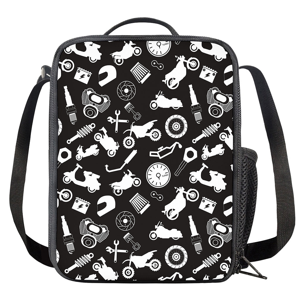 Motorcycle Equipment Pattern Print Crossbody Lunch Bag