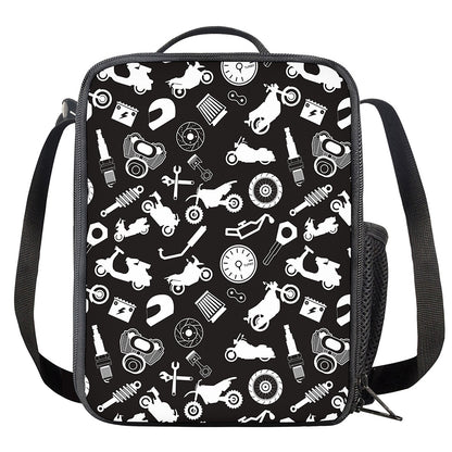 Motorcycle Equipment Pattern Print Crossbody Lunch Bag