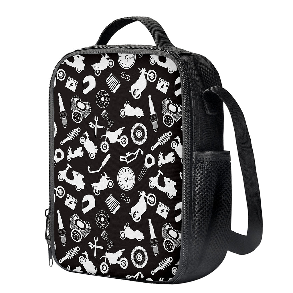 Motorcycle Equipment Pattern Print Crossbody Lunch Bag