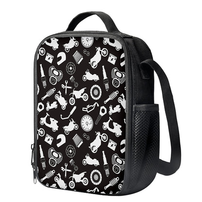 Motorcycle Equipment Pattern Print Crossbody Lunch Bag