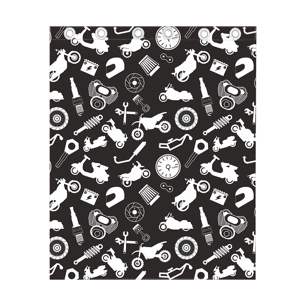 Motorcycle Equipment Pattern Print Curtain