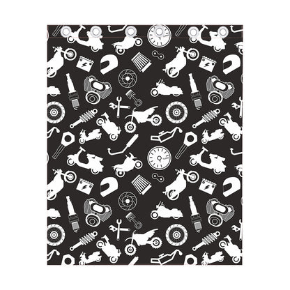 Motorcycle Equipment Pattern Print Curtain